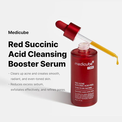 Medicube - Red Acne Succinic Acid Peel (AHA+BHA+Succinic Acid), Wash-off Resurfacing Serum, Best for bumpy, breakout-prone skin, Korean Skincare - 40g Корейска Козметика За Лице, 
Висок Клас Корейска Козметика, 
Професионална Корейска Козметика, infomercial