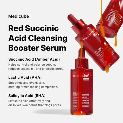 Medicube - Red Acne Succinic Acid Peel (AHA+BHA+Succinic Acid), Wash-off Resurfacing Serum, Best for bumpy, breakout-prone skin, Korean Skincare - 40g Корейска Козметика За Лице, 
Висок Клас Корейска Козметика, 
Професионална Корейска Козметика, Info